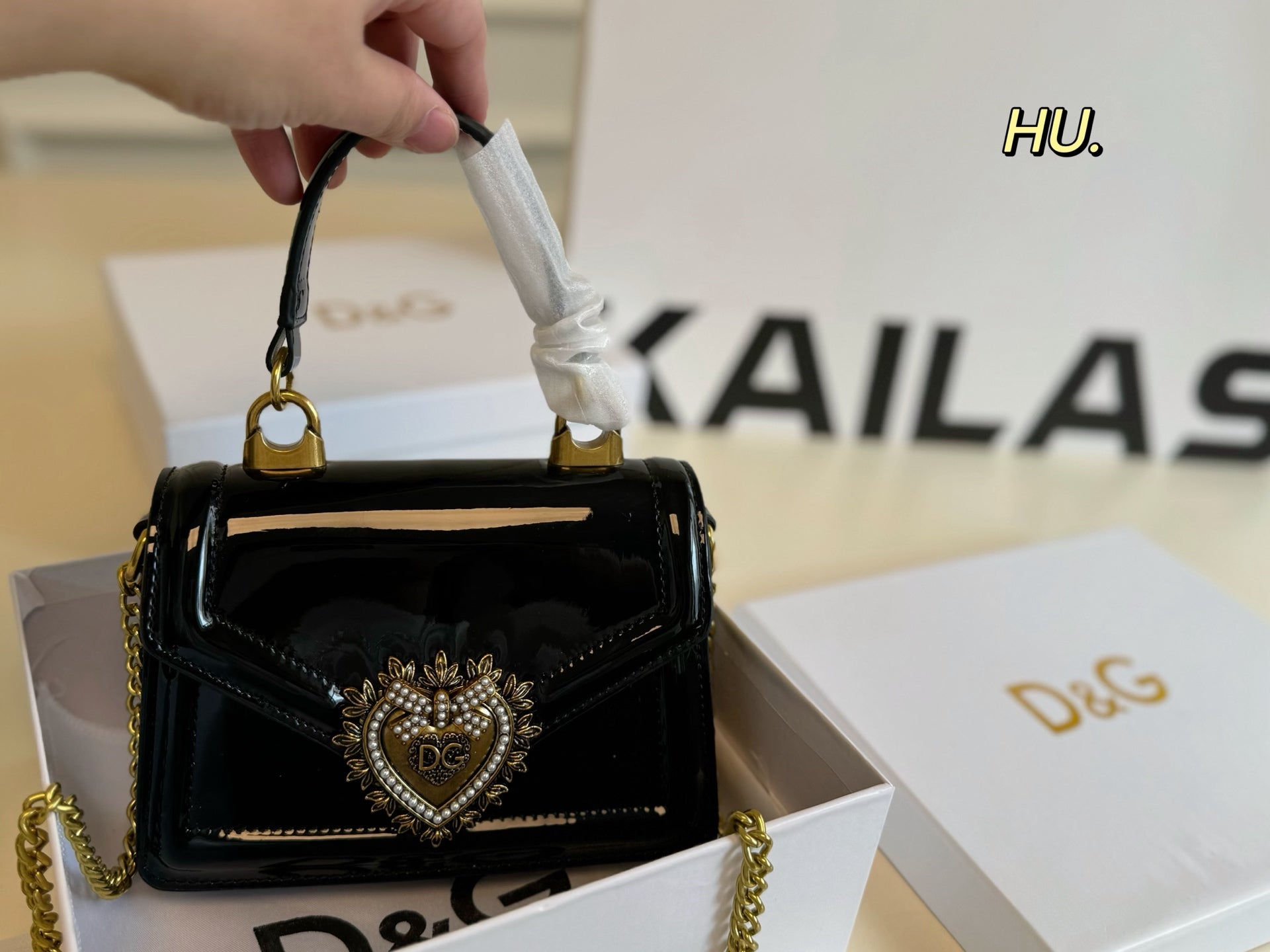 DG Dolce & Gabbana Patent Leather Portable Messenger Bag