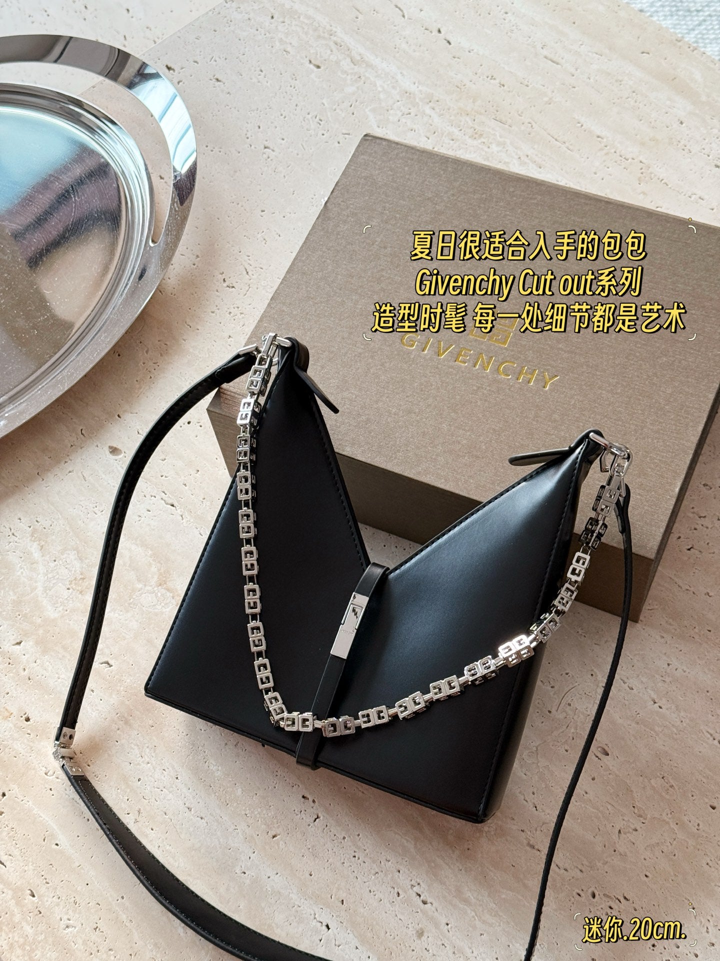 Givenchy V-Shaped Cut Out Handbag in Cowhide Leather