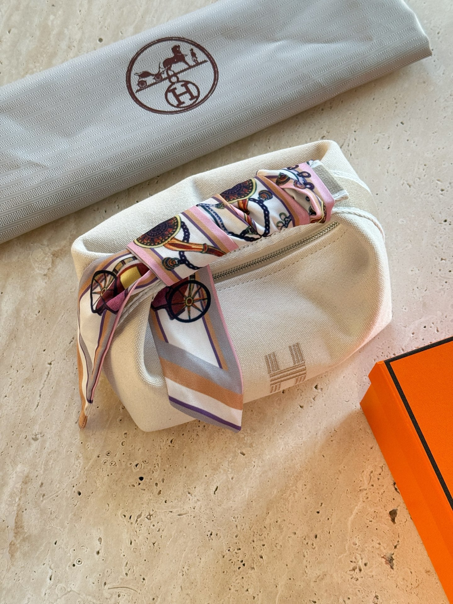 Hermes Canvas Toiletry Bag - Compact and Versatile