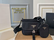 PRADA 2-in-1 Lightweight Nylon Crossbody Bag in Classic Black