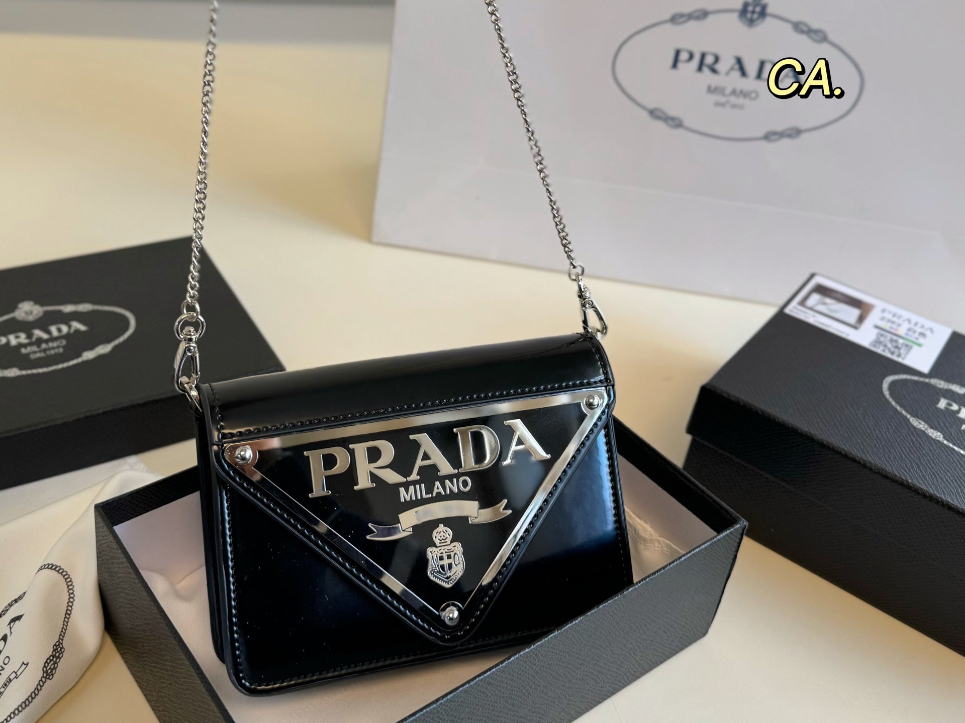 PRADA Triangle Logo Chain Bag - Iconic Style with Practical Appeal