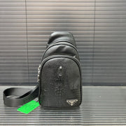 Prada Crocodile Pattern Men's Crossbody Chest Bag