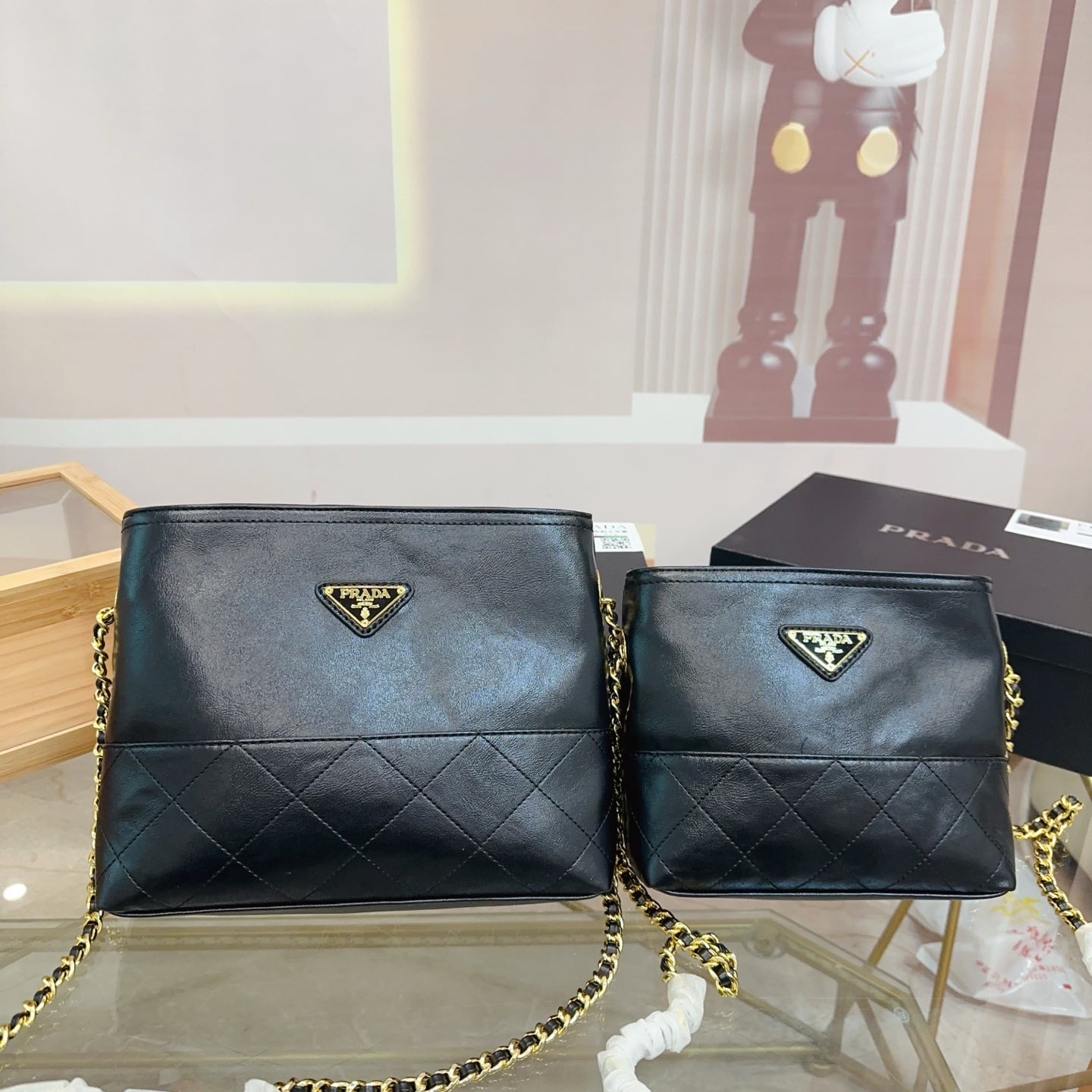 Prada Small Square Hobo Bag - Lightweight Nylon Chain Bag