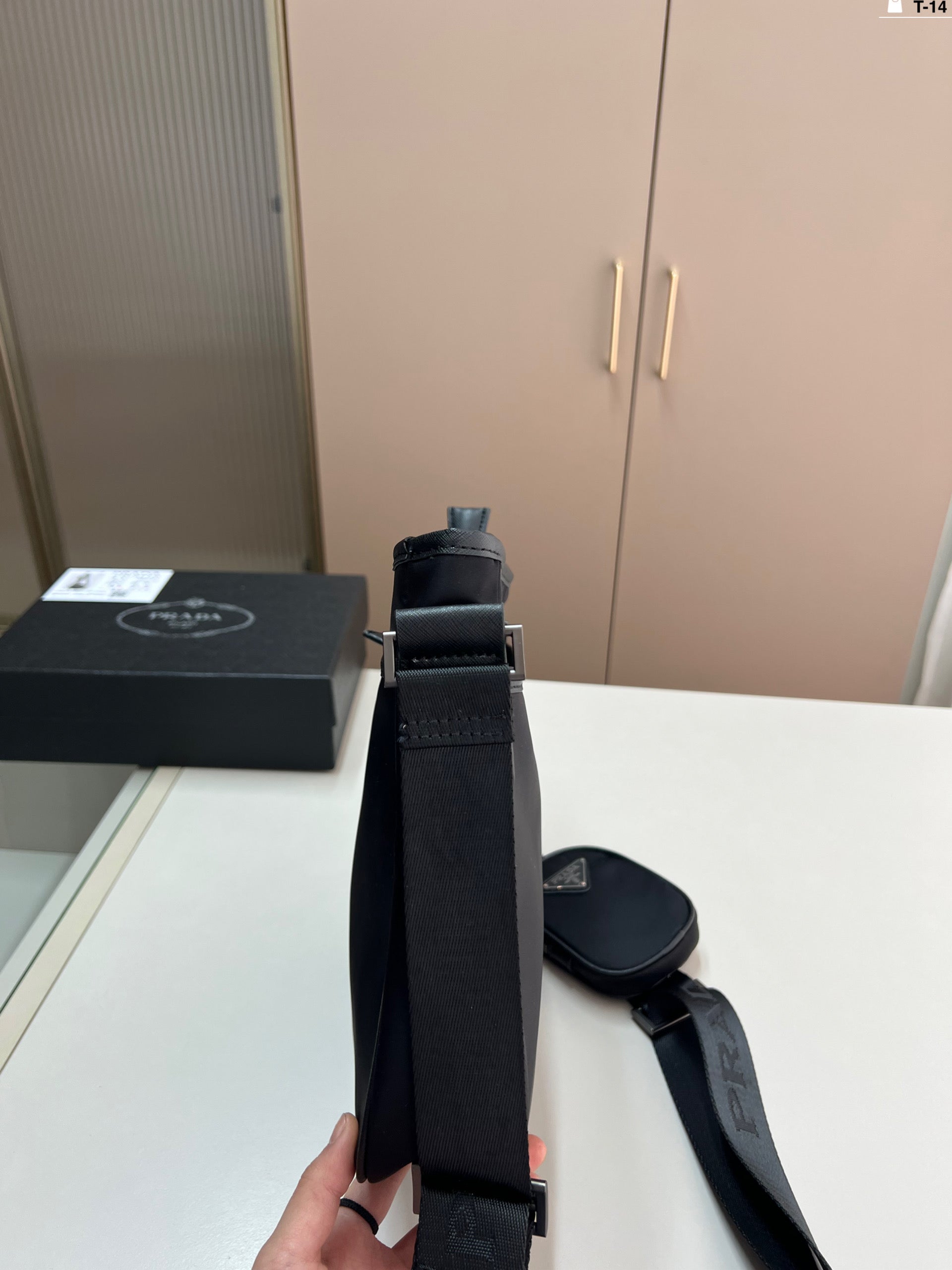 PRADA Saffiano Nylon Triangle Messenger Bag - T-14 Size 22x15