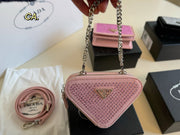 PRADA Two-in-One Diamond Chain Triangular Coin Purse