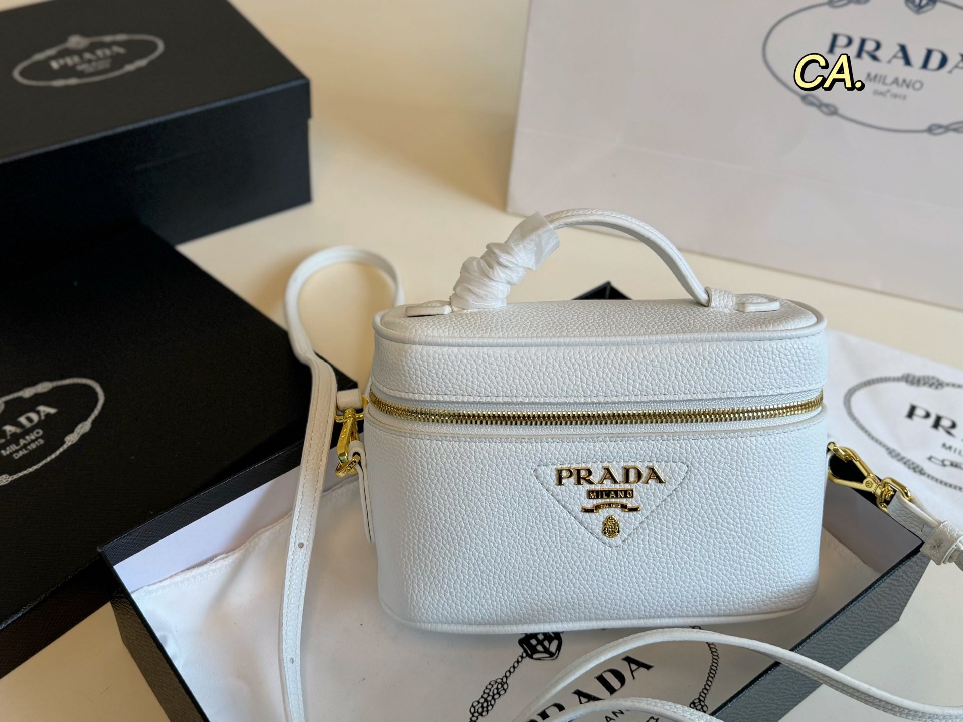 PRADA Box Bag Cosmetic Pouch with Card Slots - Elegant Design