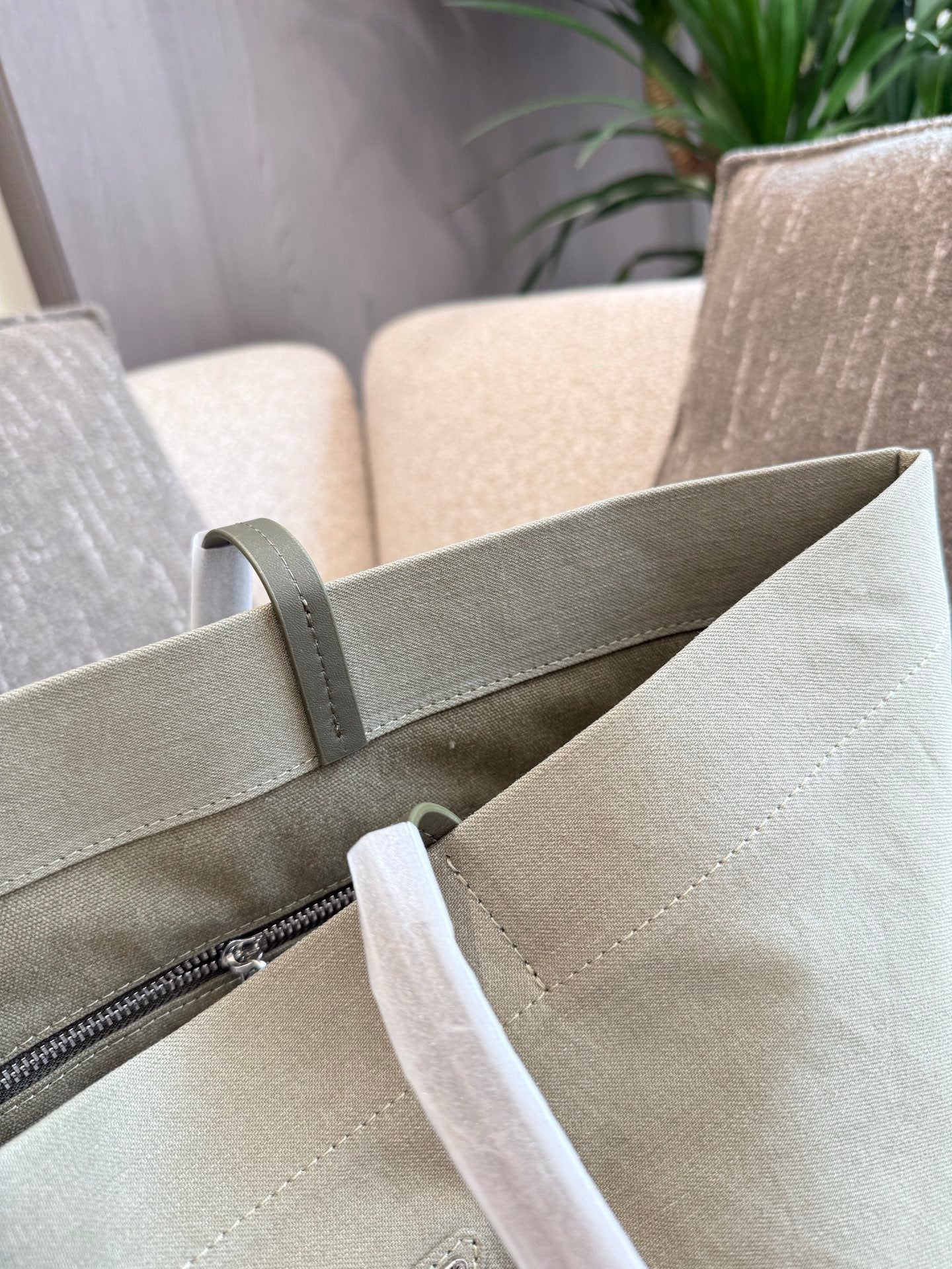 Prada Matcha Green Denim Shopping Bag - 38x30cm