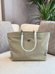 Prada Matcha Green Denim Shopping Bag - 38x30cm