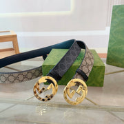 Gucci 2025 Retro Double-Sided Cowhide Belt with Steel Buckle