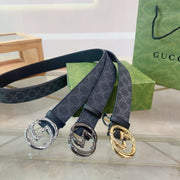 Gucci Retro Double-Sided Leather Belt with Steel Buckle