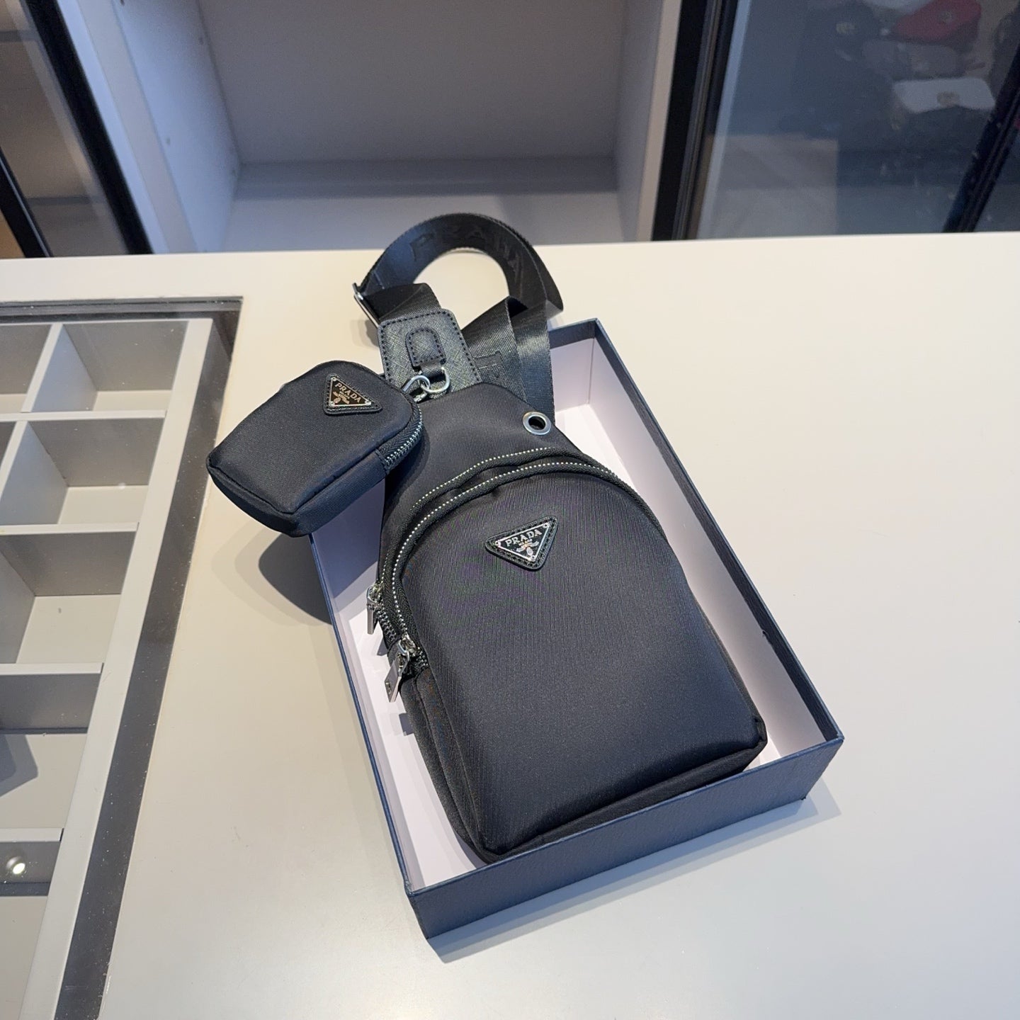 Prada Unisex Chest Bag with Mini Pouch - Waterproof & Stylish