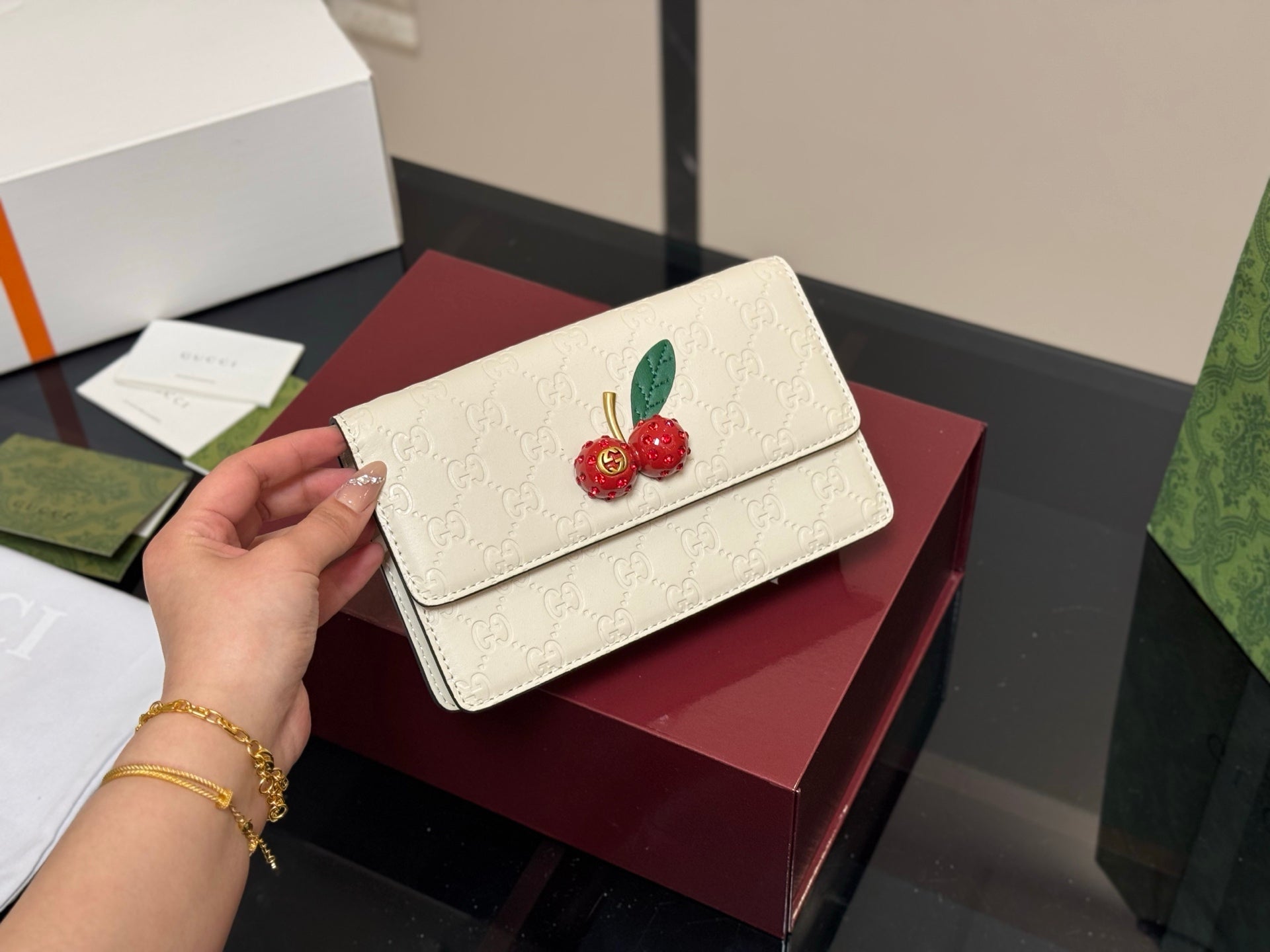 GG Cherry Chain Bag - Cute Customized Miniature Design