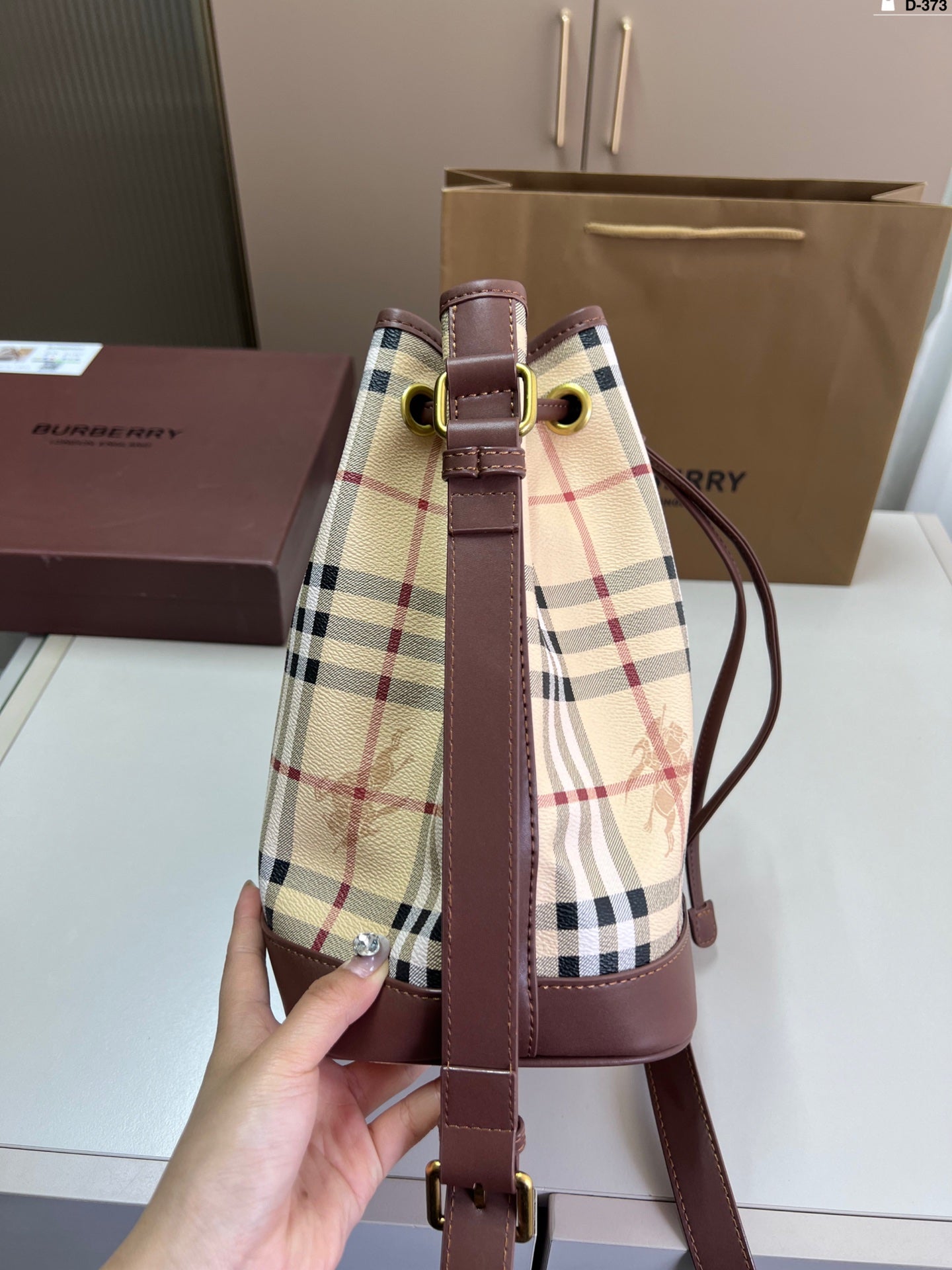 Burberry Nylon Drawstring Bucket Bag - Small Treasure Storage Bag