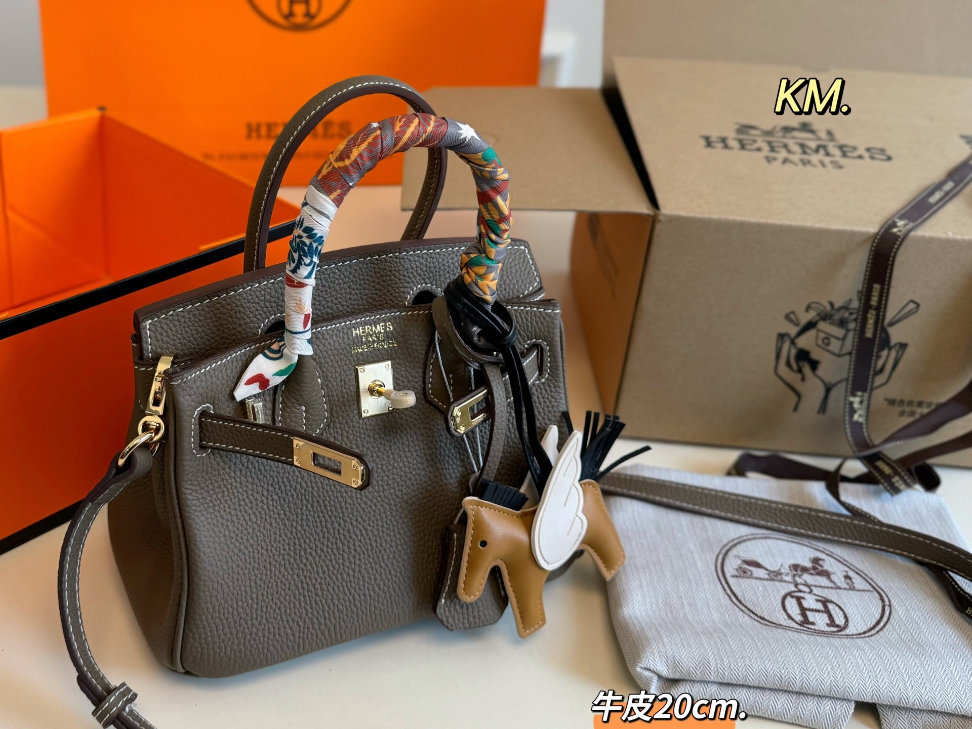 Elegant Cowhide Mini Folding Airplane Box - Hermes Birkin Style