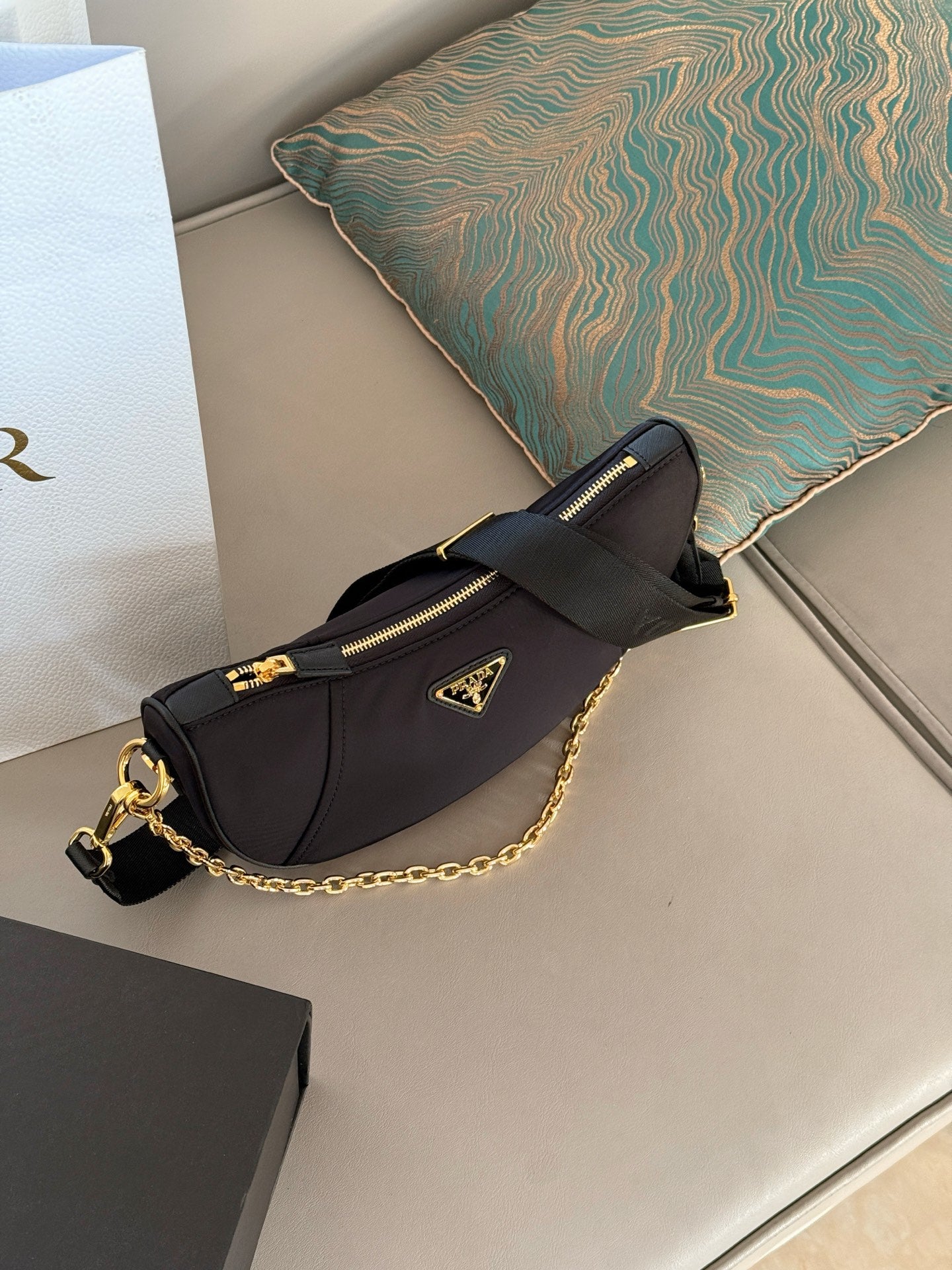Prada Crescent Moon Calf Horn Sling Bag