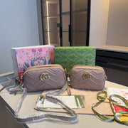 Luxury Cowhide Marmont Wave Camera Bag in Milk Tea Color