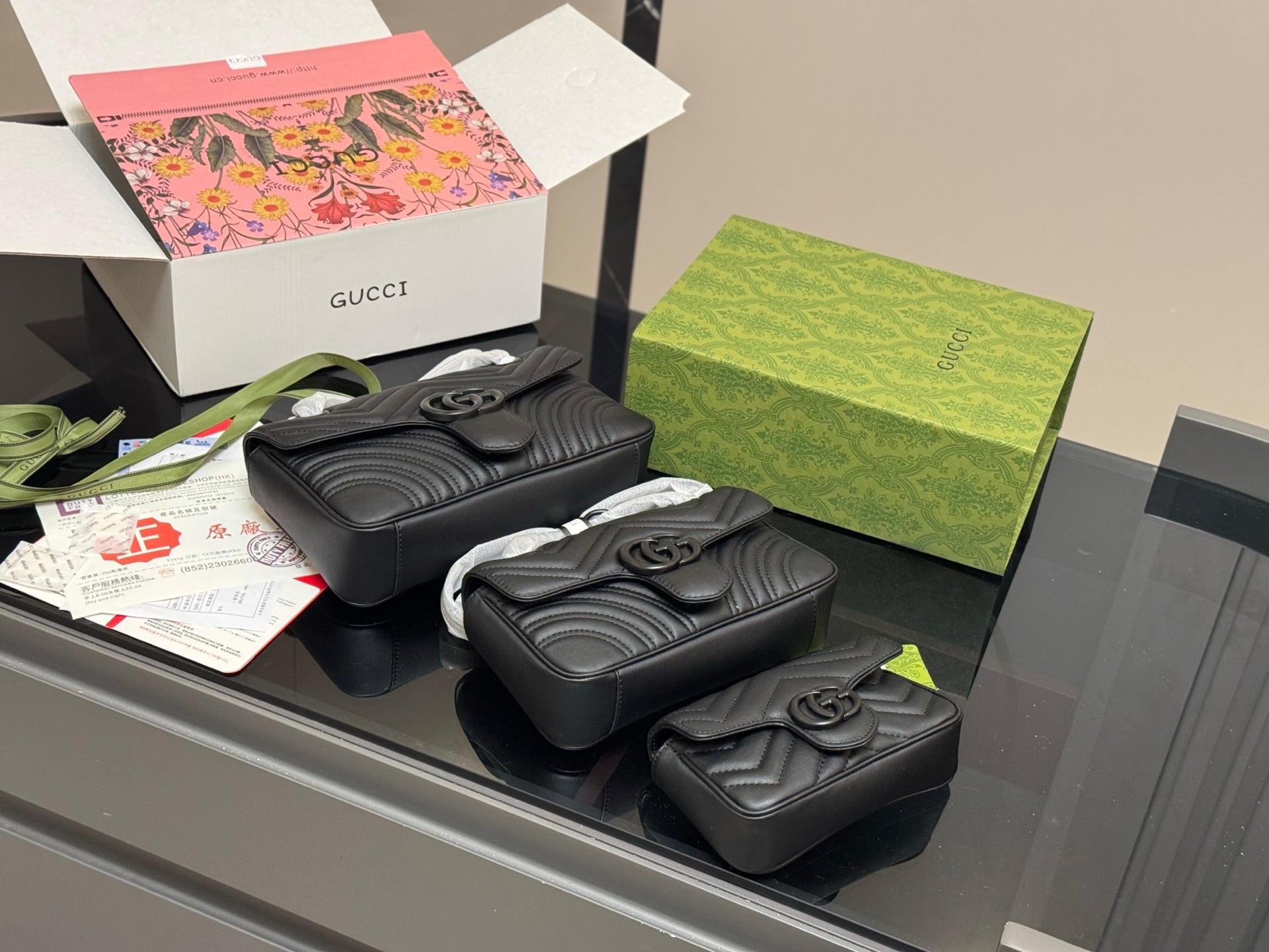 Gucci GG Marmont Sheepskin Boxes - Quality Folding Airplane Size Set