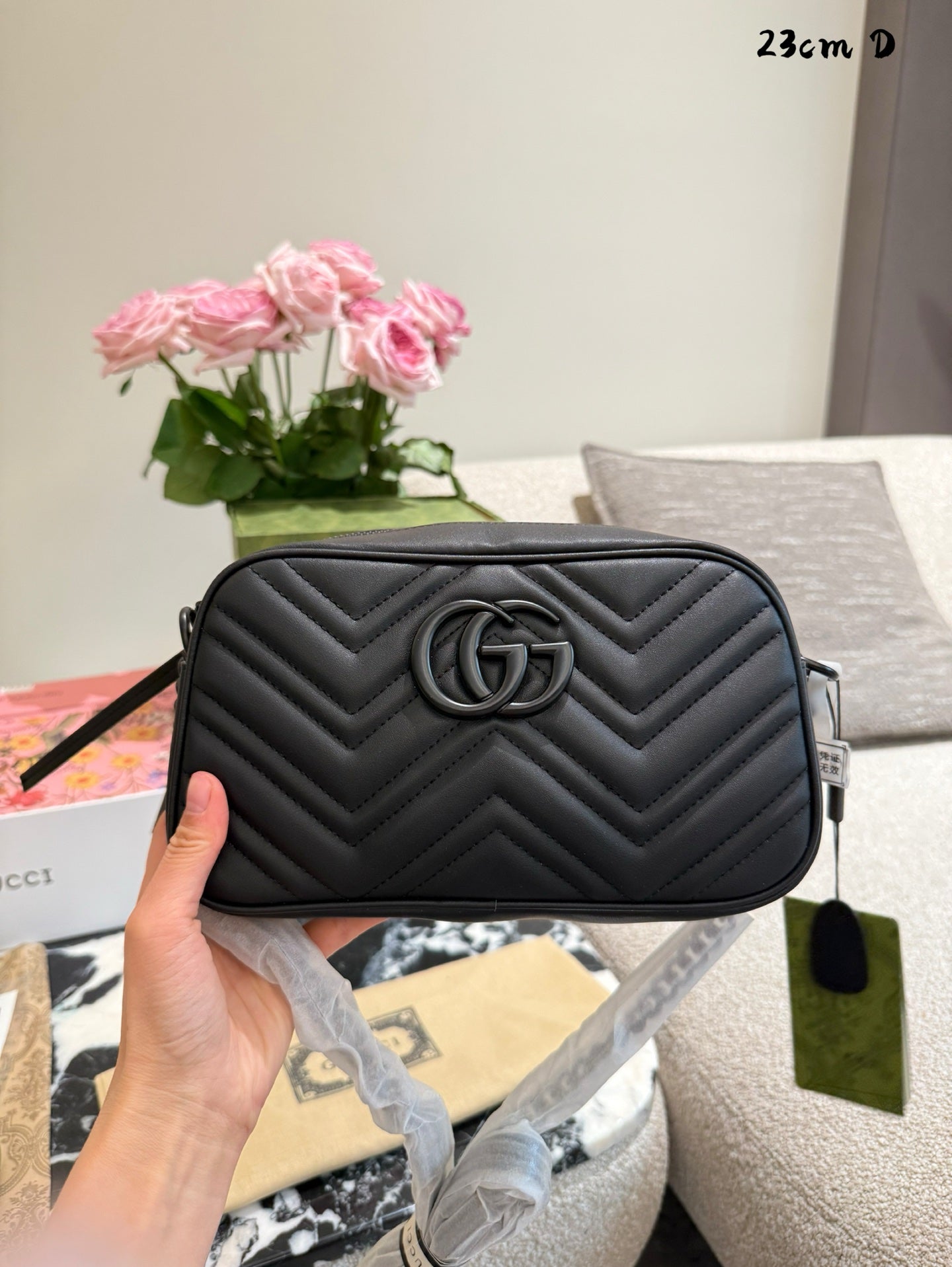 Gucci GG Marmont Small Quilted Black Shoulder Bag