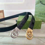 Gucci Retro Double-Sided Cowhide Belt with Steel Buckle