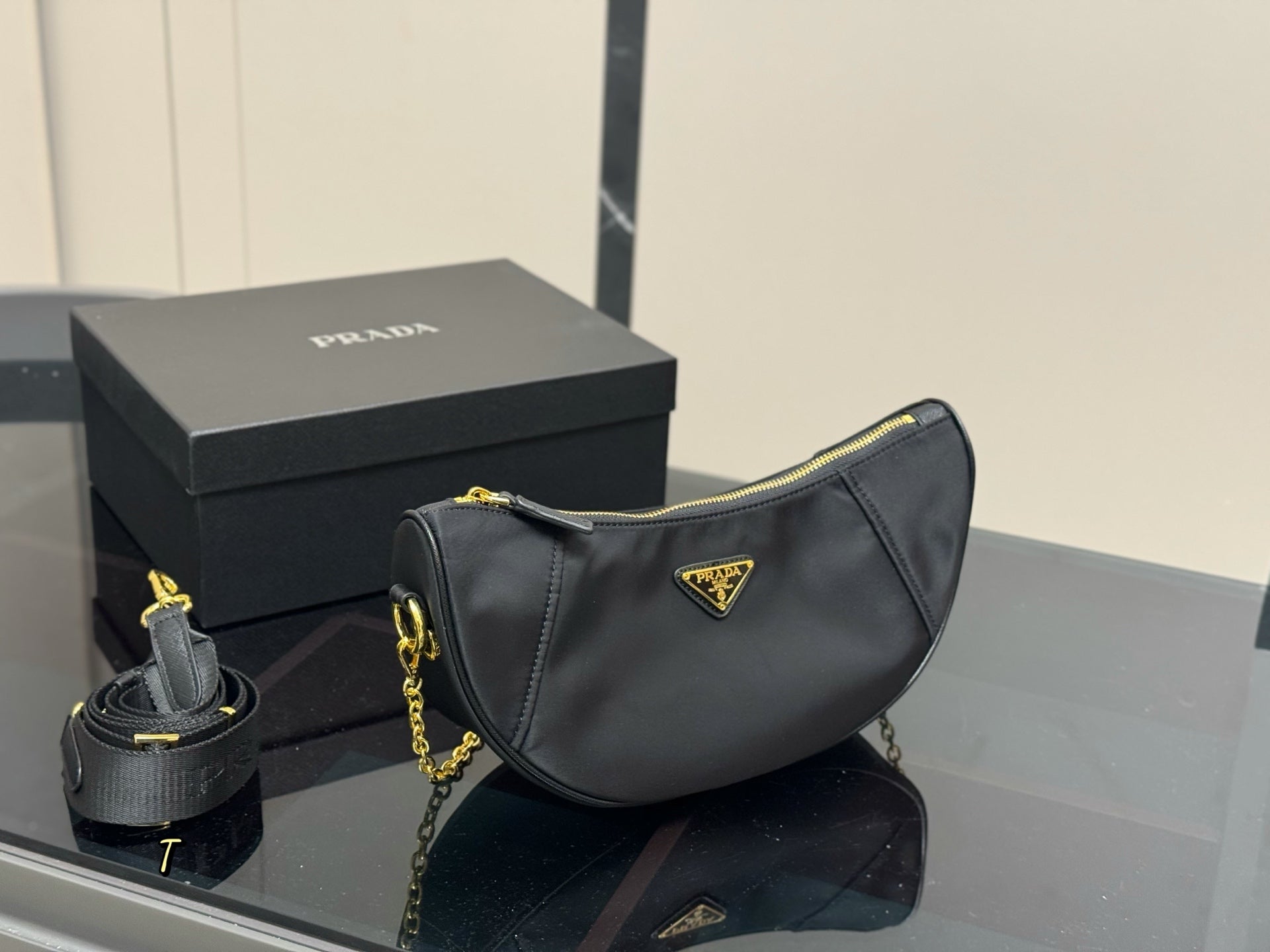 Prada Calf Horn Sling Bag - Elegant & Versatile Crescent Moon Design