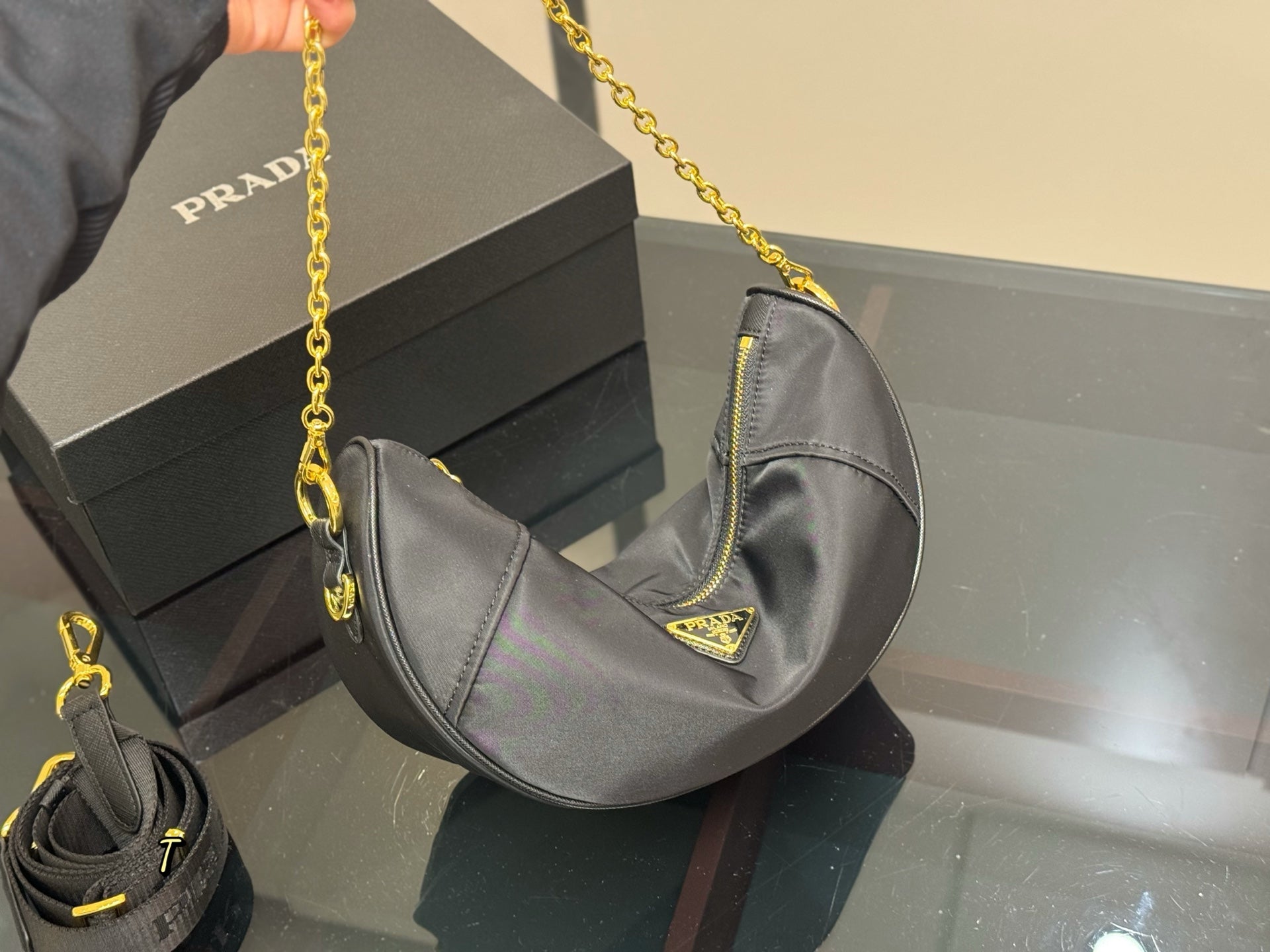Prada Calf Horn Sling Bag - Crescent Moon Design
