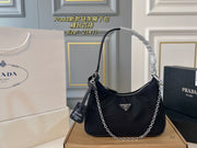 PRADA Chain Armpit Bag - Versatile Nylon and Leather Tote
