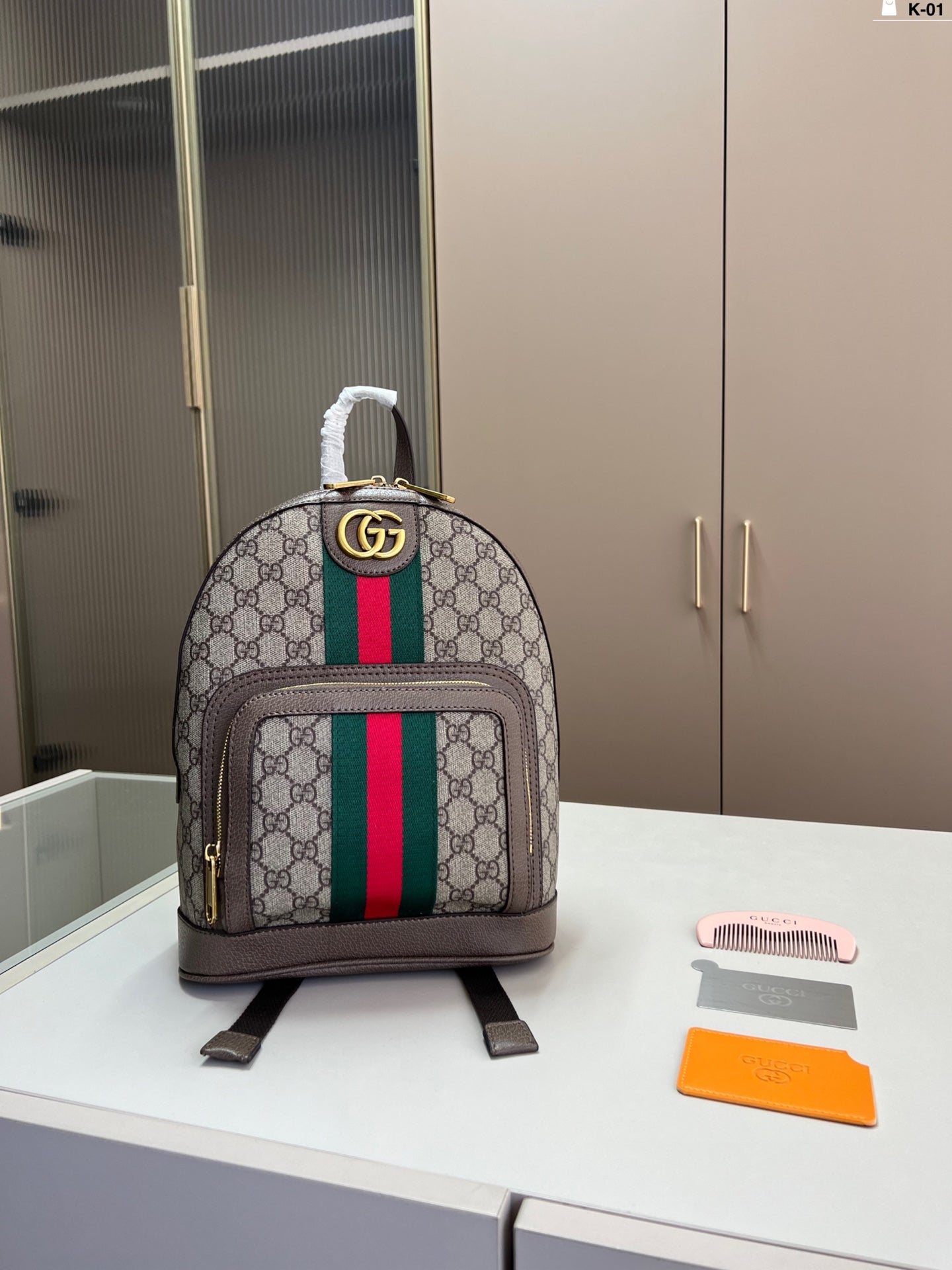 Gucci Cool Ophidia Presbyopic Backpack with Wooden Comb and Mirror