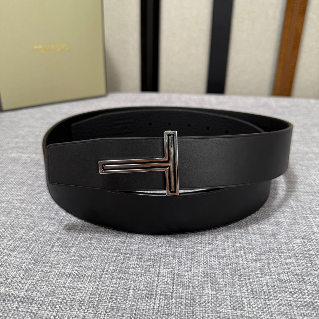 Tom Ford Double-Sided First-Layer Cowhide Belt - Elegant Design with Copper Buckles