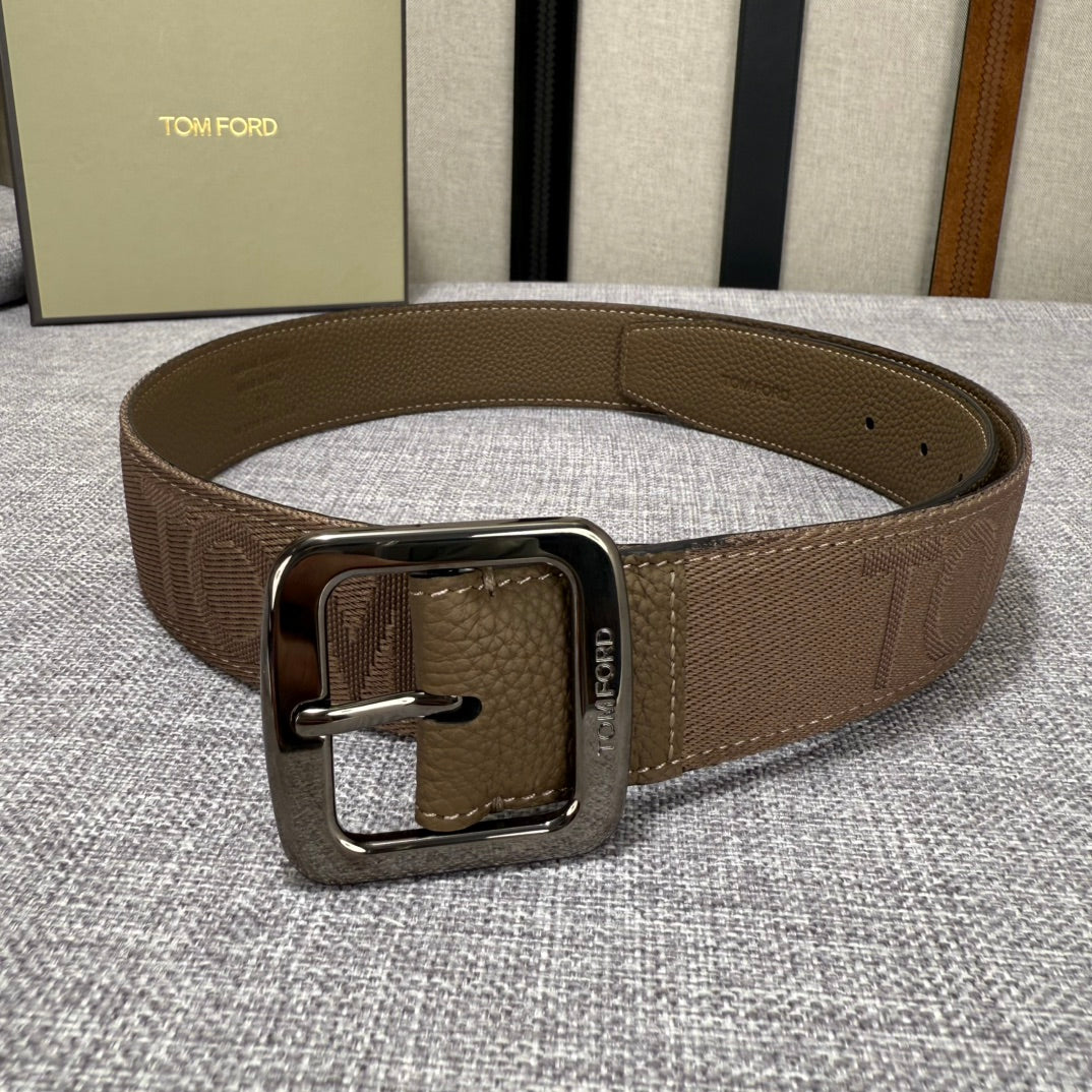 Tom Ford Double-Sided First-Layer Cowhide Counter Belt with Copper Buckles