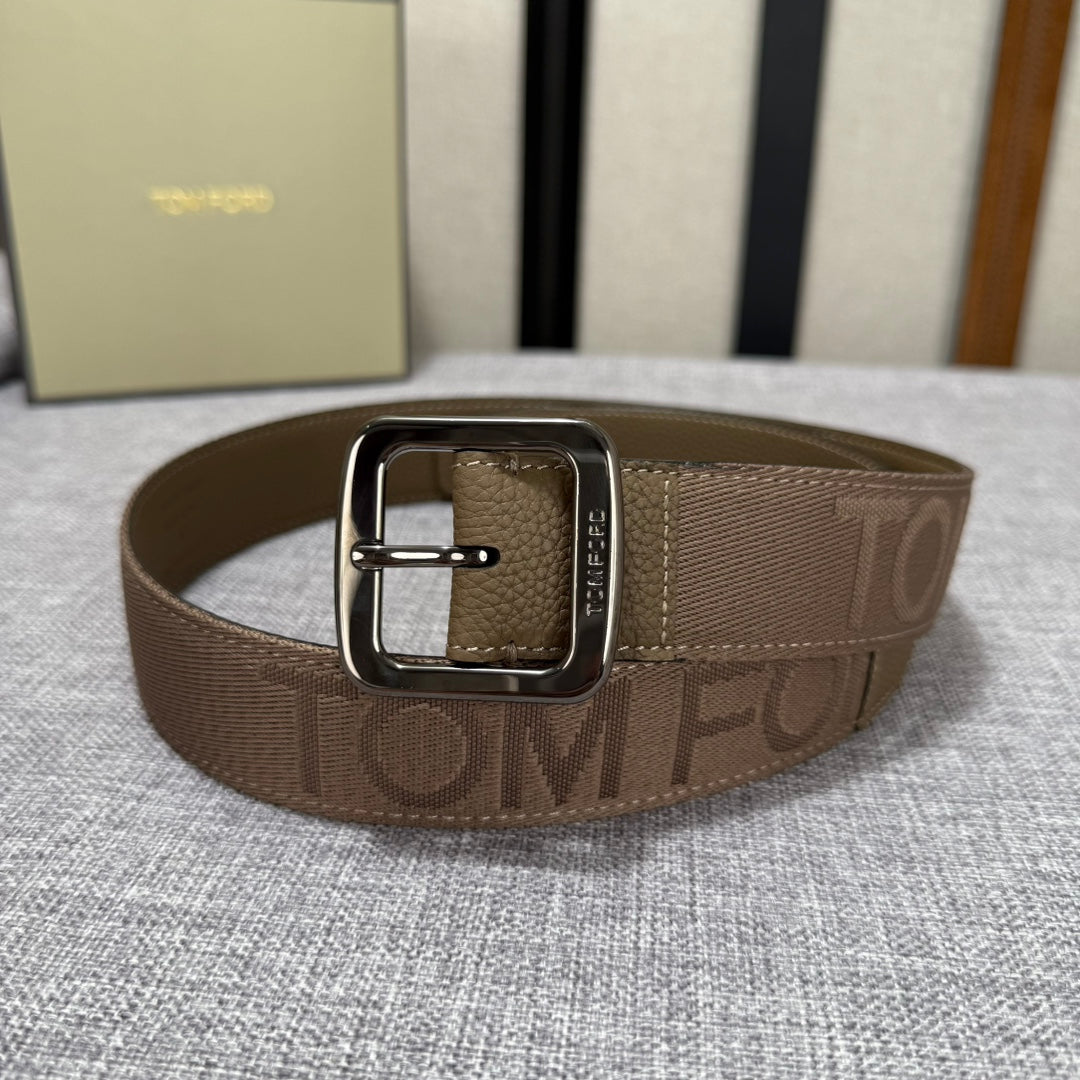 Tom Ford Double-Sided First-Layer Cowhide Counter Belt with Copper Buckles