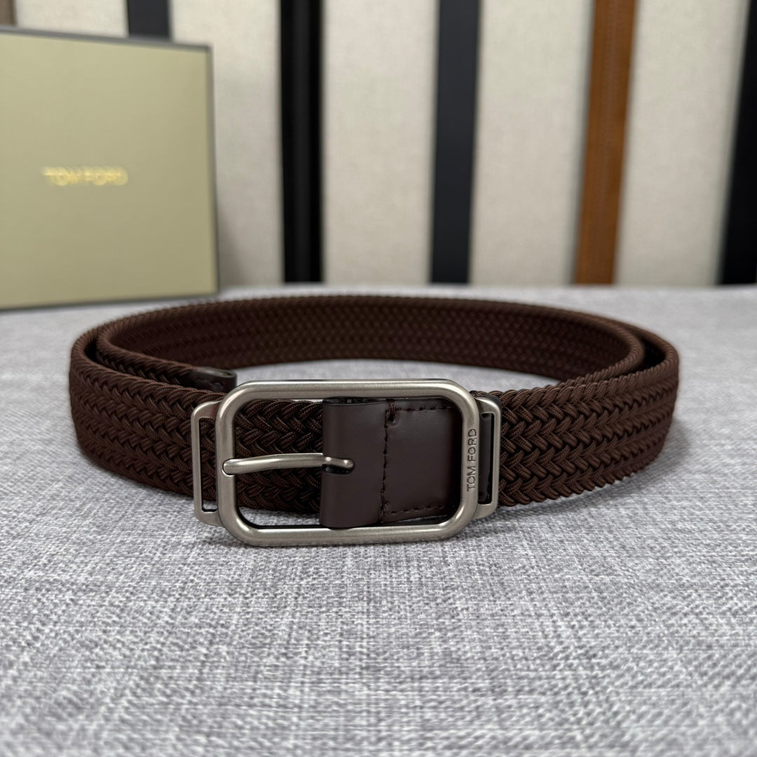 Tom Ford Double-Sided Cowhide Counter Belt with Copper Buckles