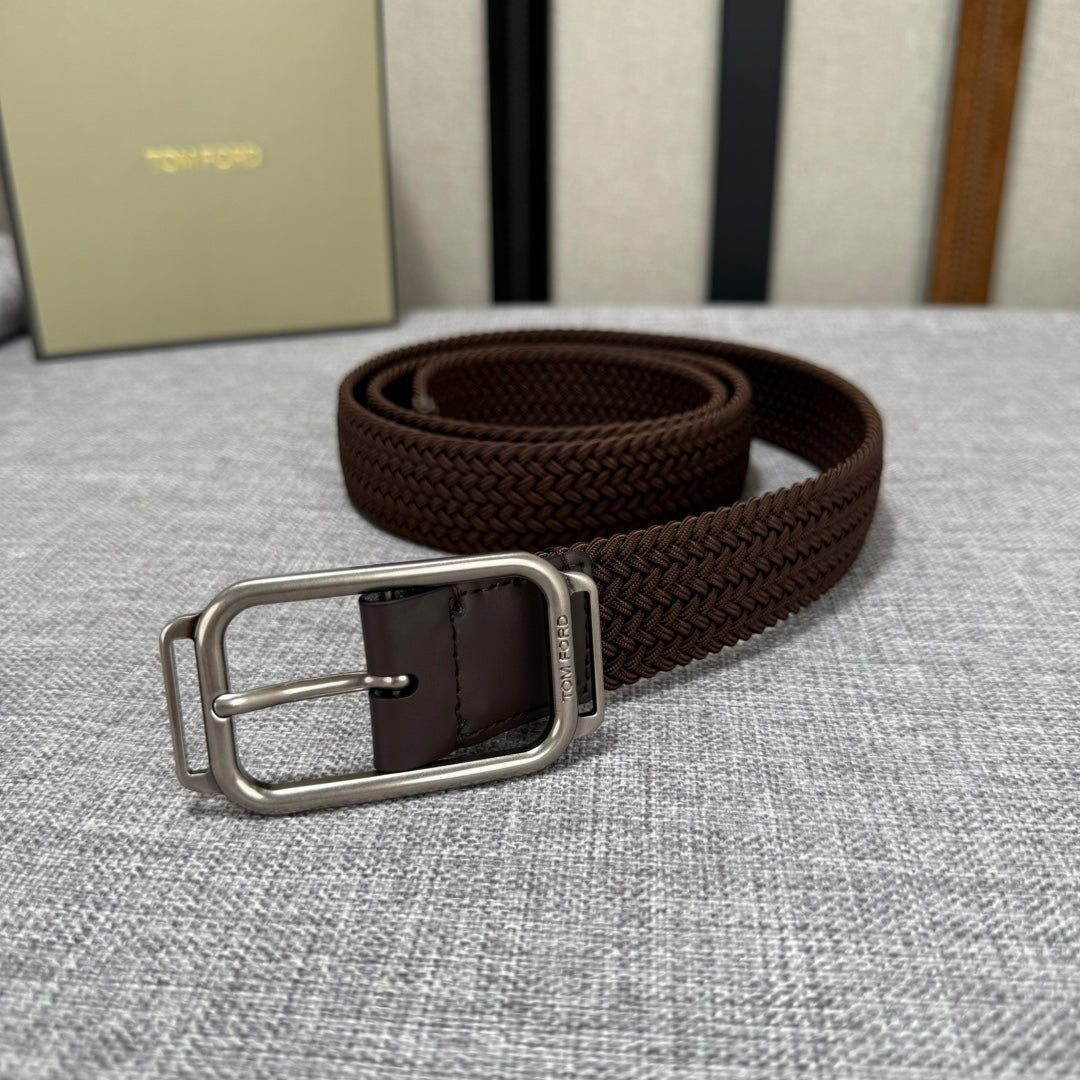 Tom Ford Double-Sided Cowhide Counter Belt with Copper Buckles