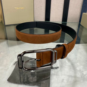 Tom Ford Double-Sided Cowhide Belt with Copper Buckles - 3.5" Wide