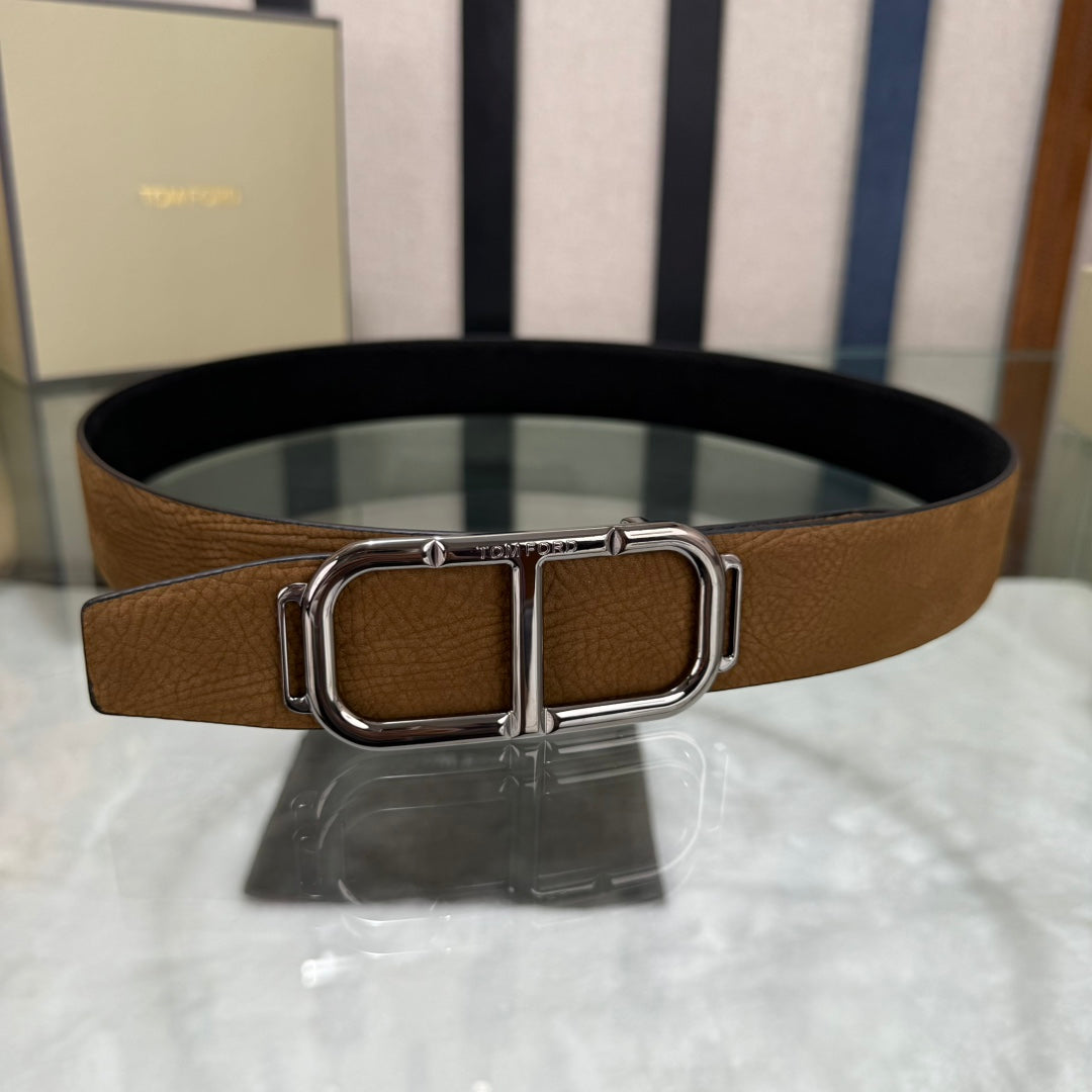 Tom Ford Double-Sided First-Layer Cowhide Model with Copper Buckles