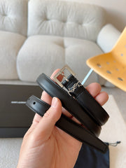 Saint Laurent Women's Calf Leather Belt with CASSANDRE Logo