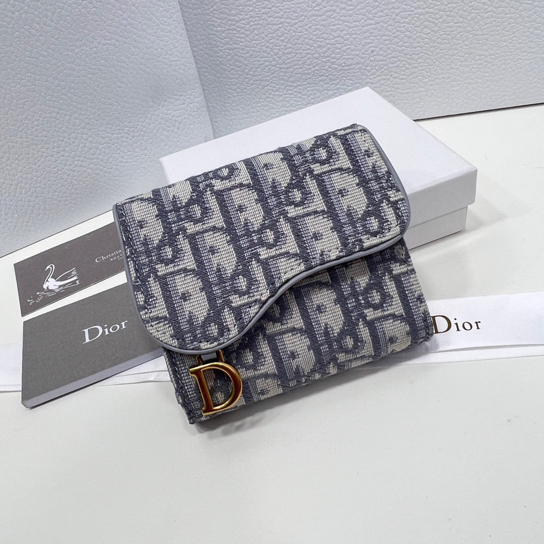Dior 2381 Multifunctional Cowhide Card Holder in Black, Gray, and Maroon