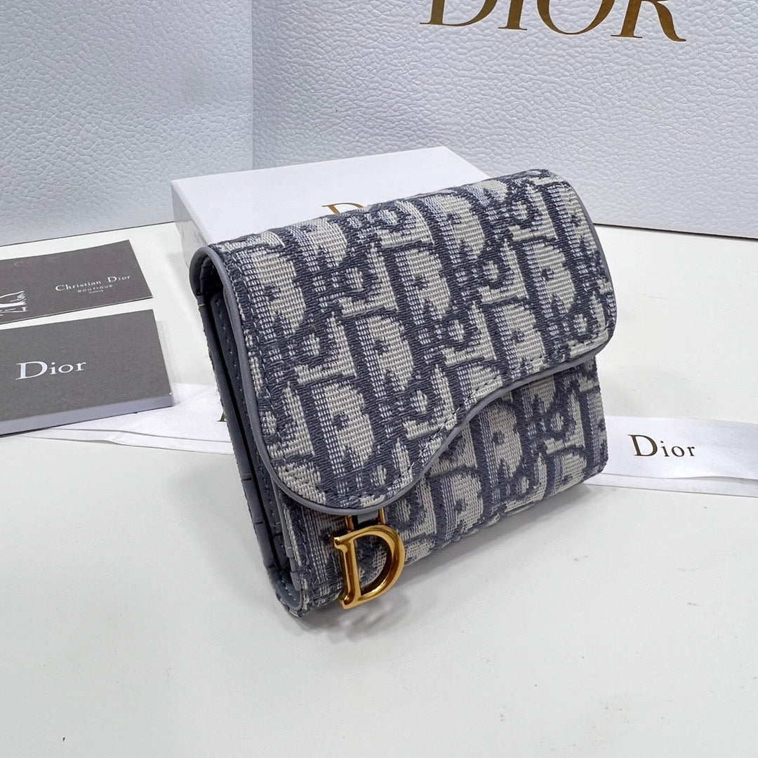 Dior 2381 Multifunctional Cowhide Card Holder in Black, Gray, and Maroon