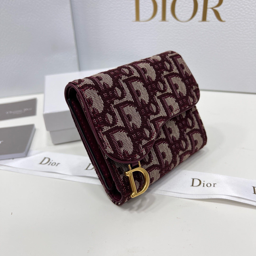 Dior 2381 Multifunctional Leather Card Holder - Black Gray Maroon