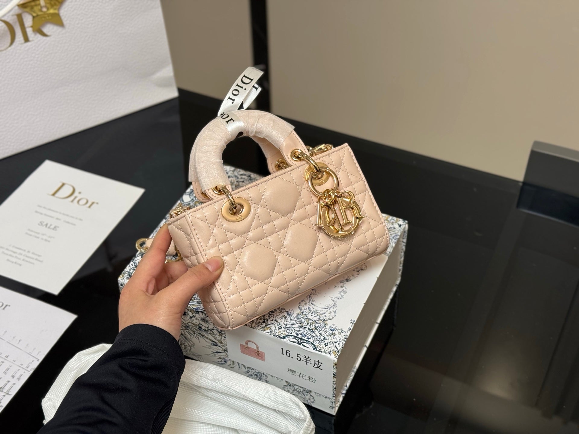 Foldable Dior Lady Sheepskin Princess Diana Bag - Horizontal Design