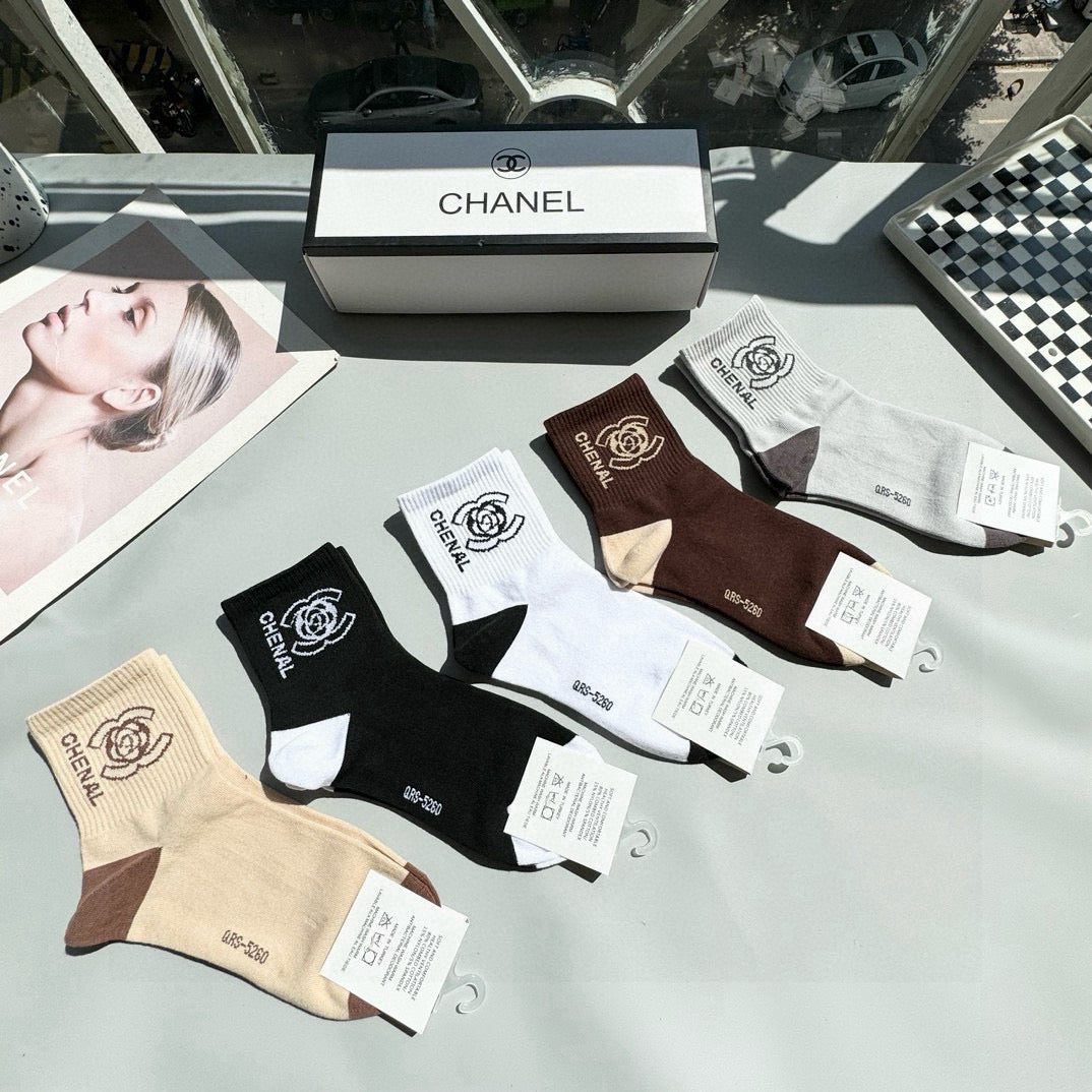 Chanel Mid-Calf Luxury Socks - Five Pairs