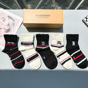 Burberry High-End Mid-Calf Socks - Five Pairs in Box