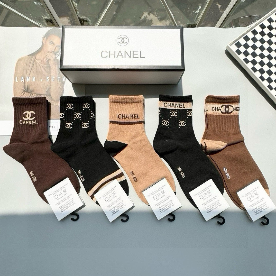 Chanel Mid-Calf Card Socks - Stylish and Sophisticated
