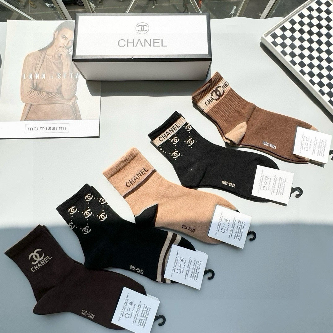Chanel Mid-Calf Card Socks - Stylish and Sophisticated