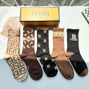 Fendi Big F Logo High Socks - Cotton Blend Comfort