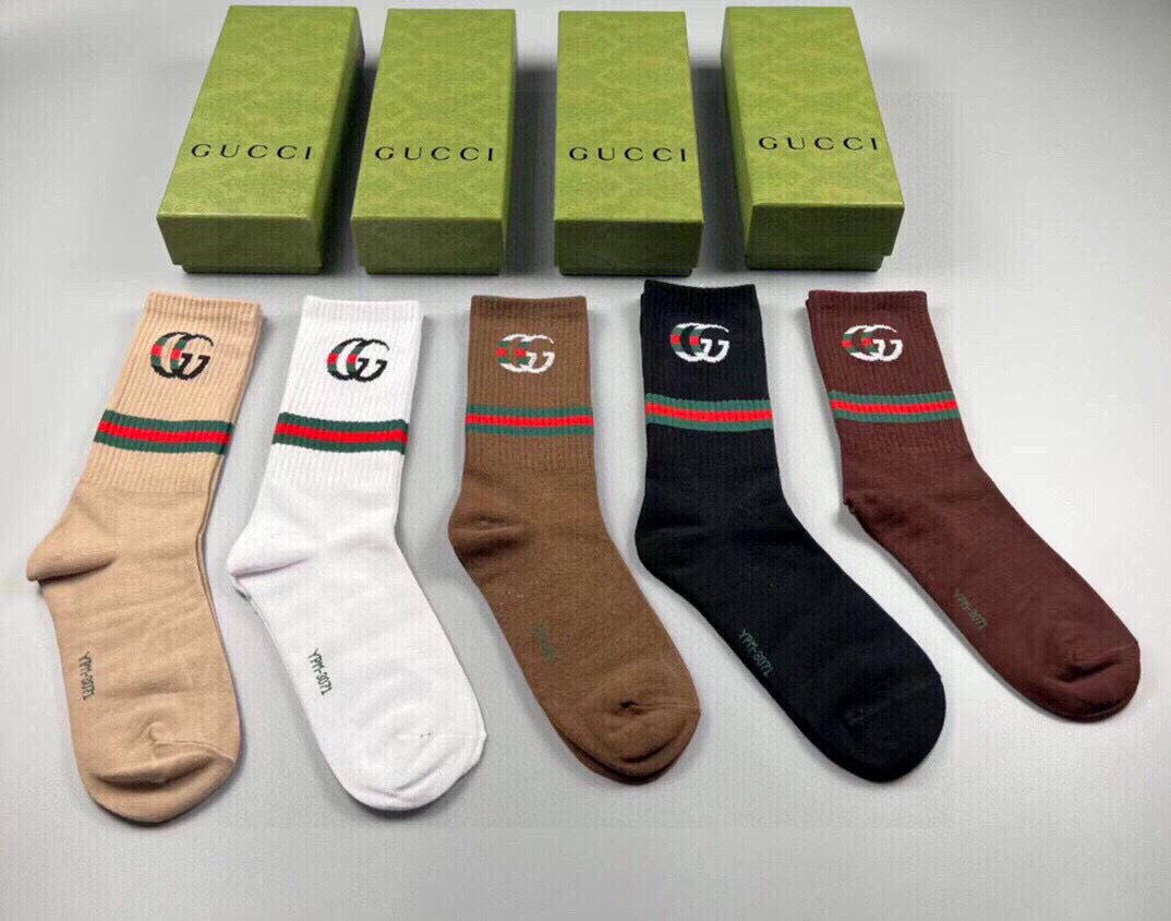 Gucci Big G Long Socks - Five Pairs in Luxurious Cotton