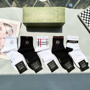 Fashionable Gucci Mid-Calf Socks - 5 Pairs in a Box