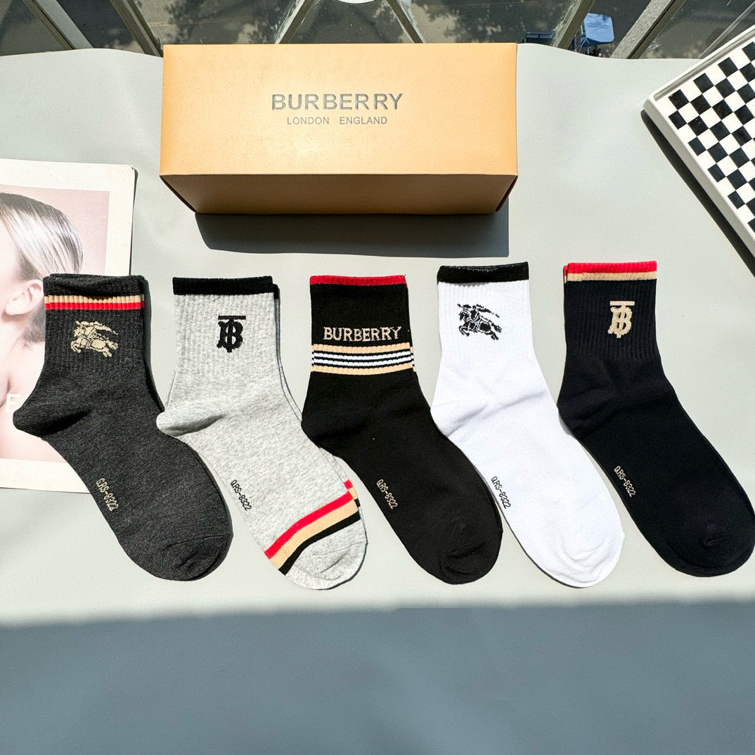 Burberry Bagh Mid-Calf Socks - Set of 5 Pairs