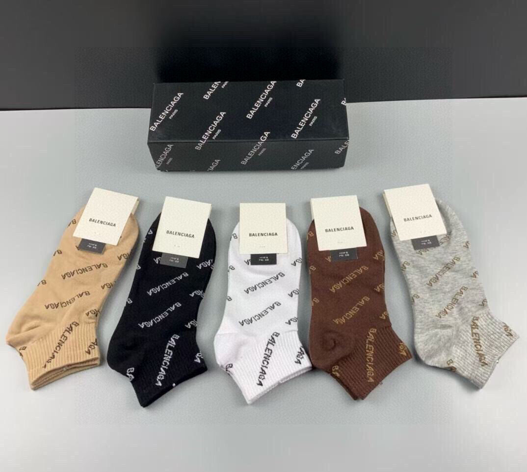 Balenciaga Paris Classic Women's Cotton Socks - Five Pairs