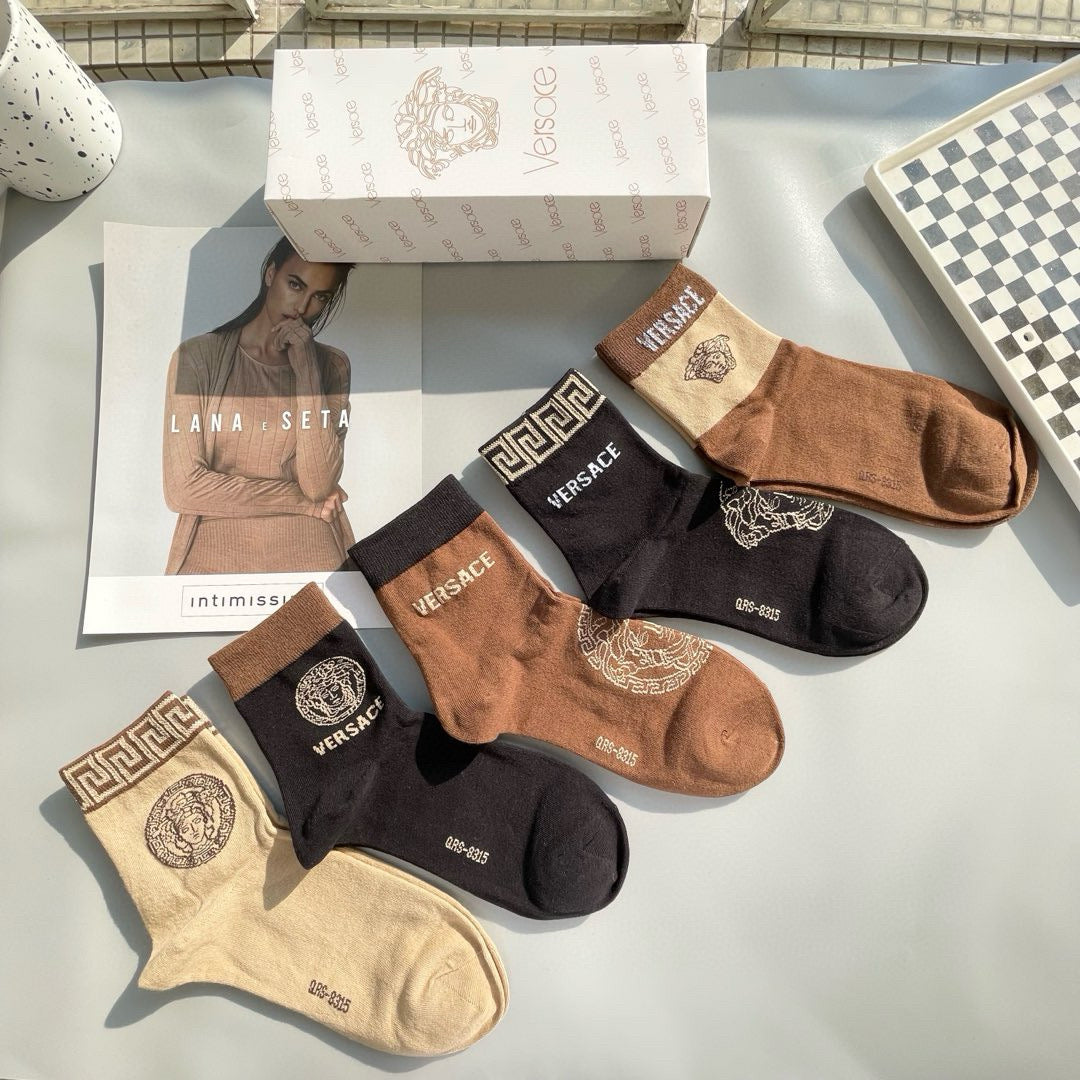 Versace Men's Mid-Calf Fashion Socks - 5 Pairs