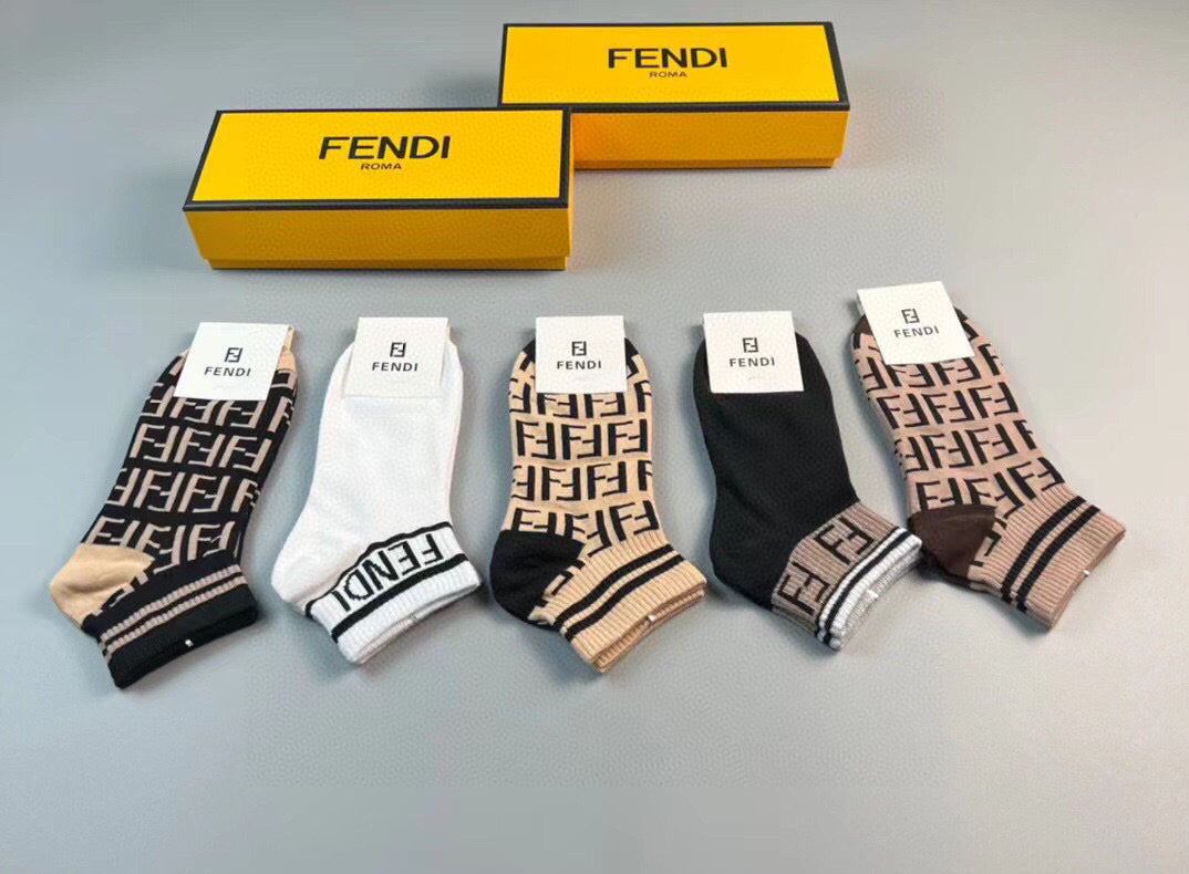 Fendi Big F Jacquard Cotton Socks - Five Pairs Gift Box
